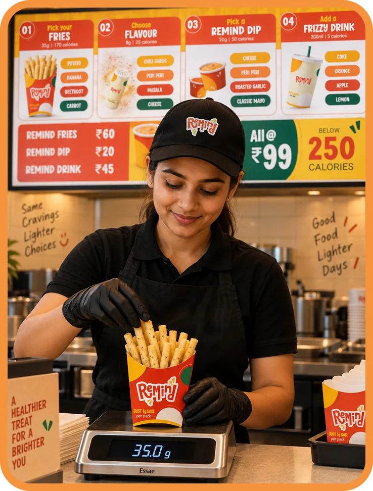 Person holding Remind Portion Fries